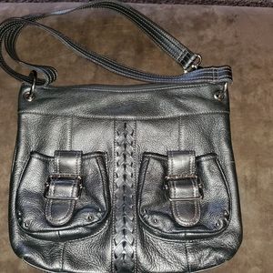Pewter purse. Genuine leather